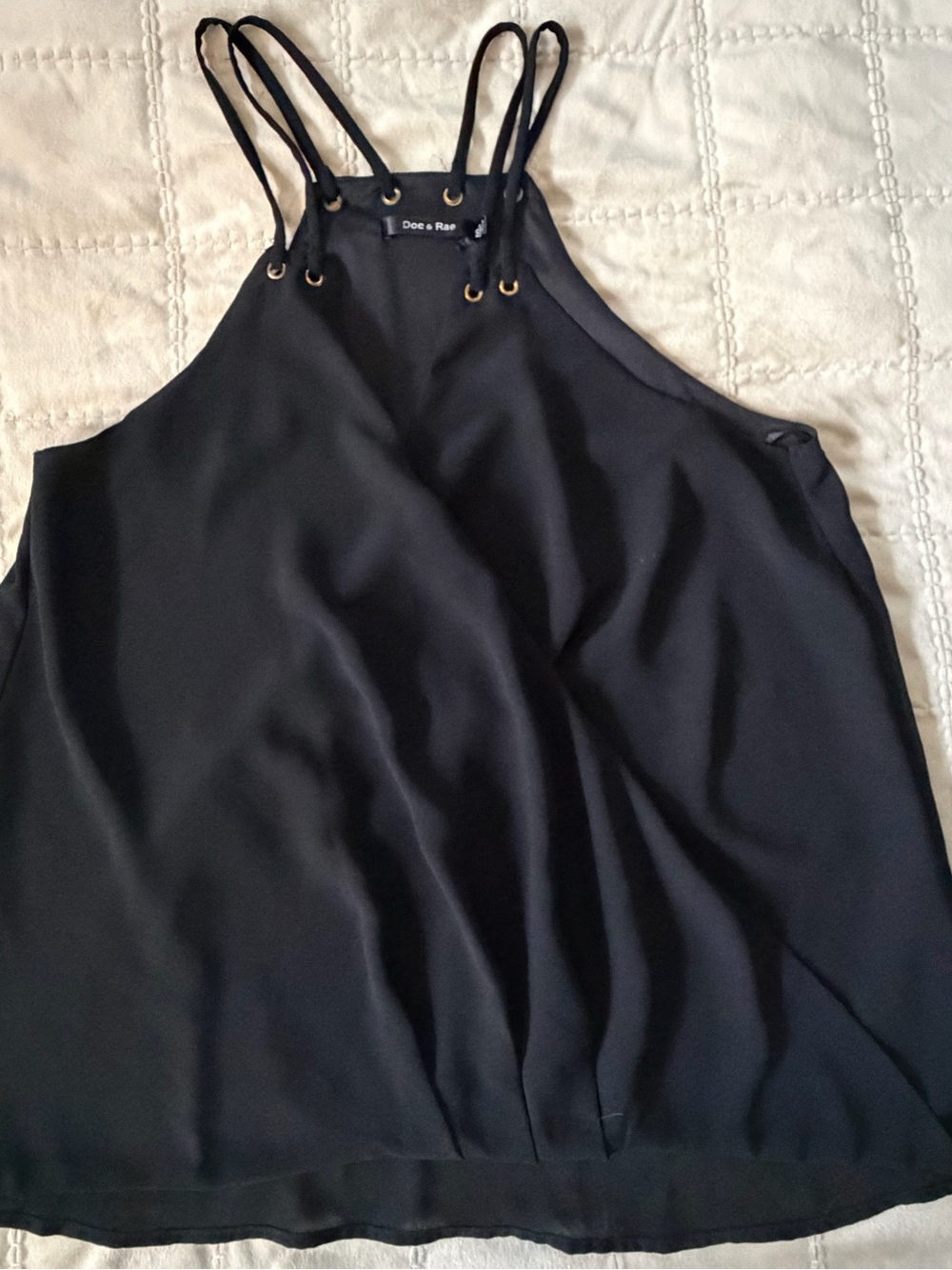 Doe & Rae Black Strappy Halter Tank Top – Medium